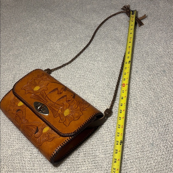 Tooled Leather Purse Shoulder Bag Horse Floral Adjustable Strap - Picture 13 of 13